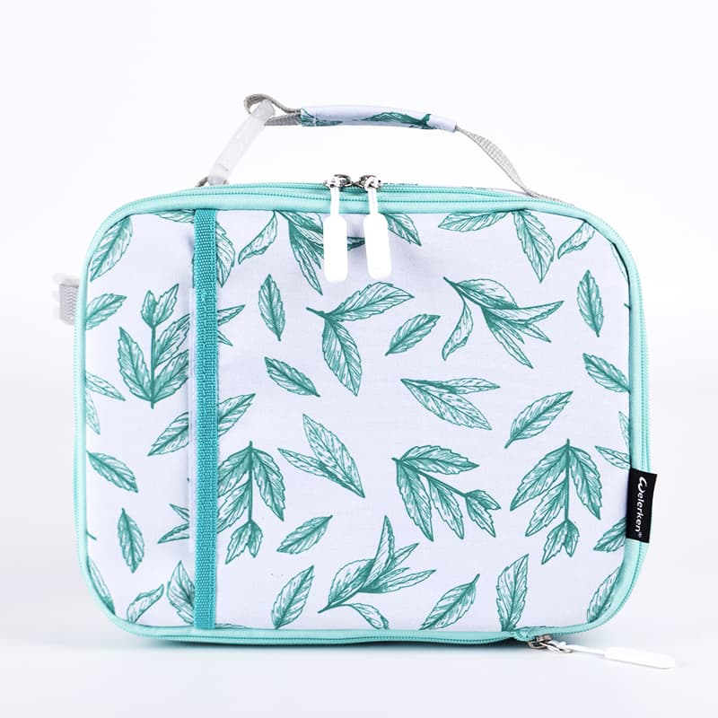Fashion pu printing design portable handheld lunch cooler bag details4